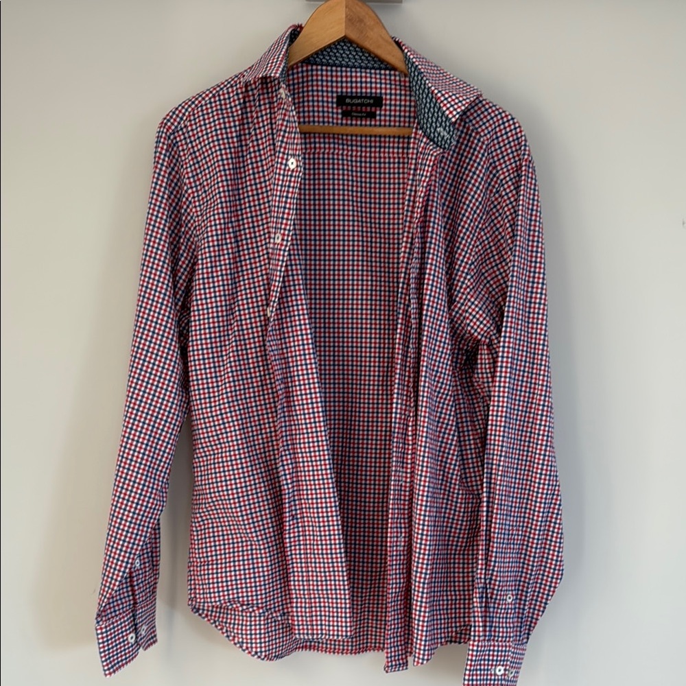 Men's Red and Blue Checkered Shirt